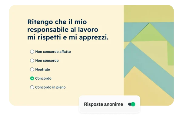 Domanda che chiede se al lavoro ci si ritiene rispettati e apprezzati dal proprio responsabile