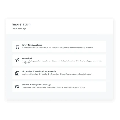Selezione delle impostazioni per il team