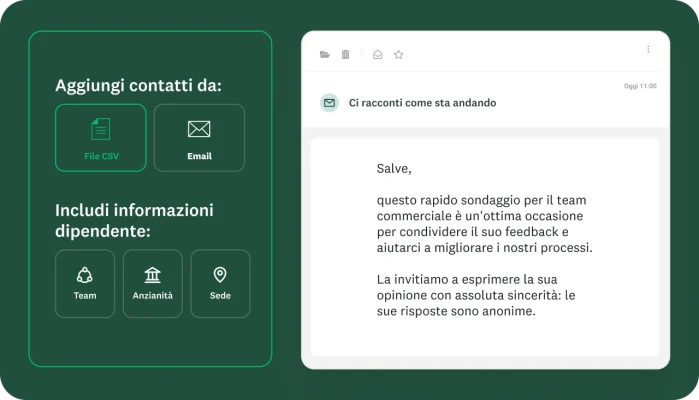 Immagine che mostra l'interfaccia utente per la creazione di un sondaggio per il team commerciale