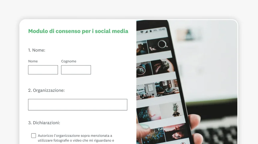 Schermata del modulo di consenso per i social media di SurveyMonkey