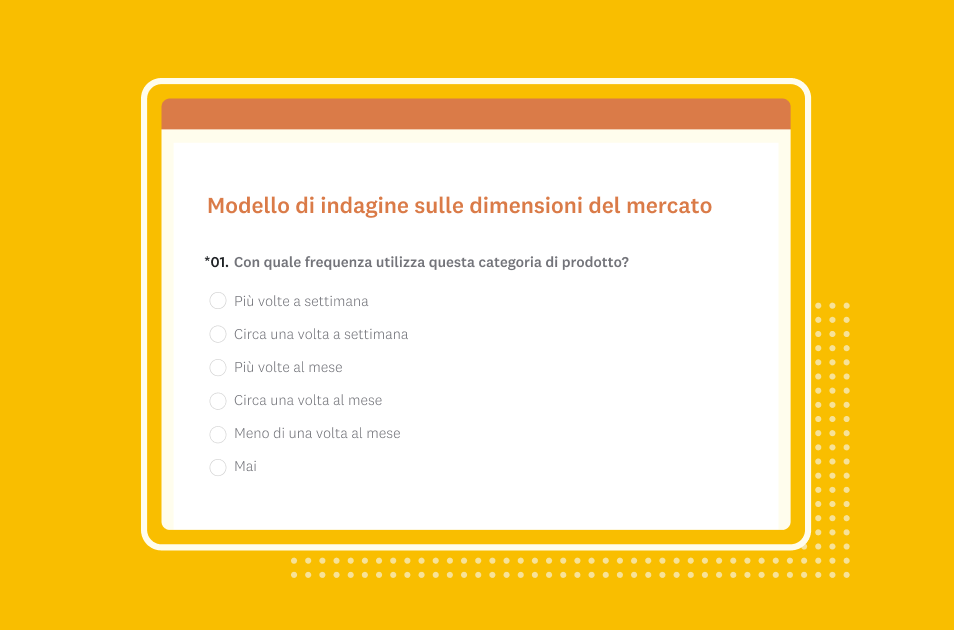 Schermata del modello di indagine per il dimensionamento del mercato di SurveyMonkey
