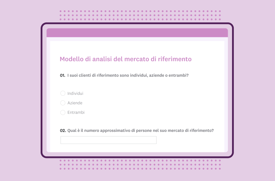 Schermata del modello di indagine per l'analisi del mercato di riferimento di SurveyMonkey