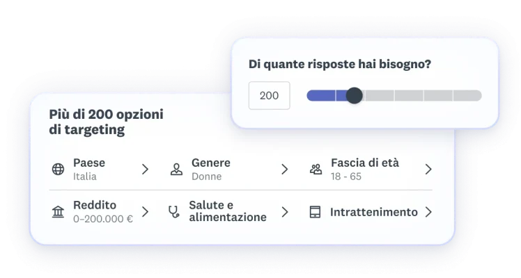 Due riquadri di LaunchPad per la selezione di risposte mirate da un panel online