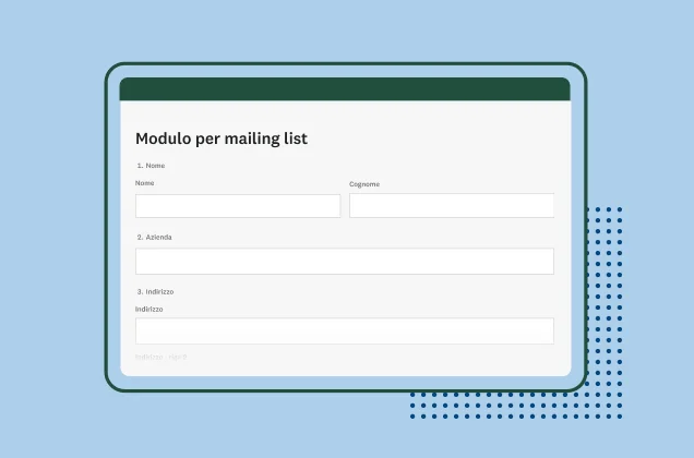 Modello per moduli di mailing list di SurveyMonkey