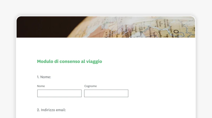 Schermata del modulo di consenso al viaggio di SurveyMonkey