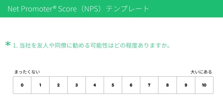 Net Promoter Score®テンプレート例