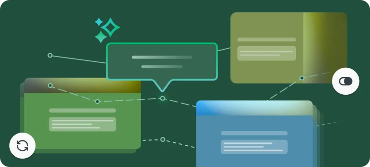 Illustrated diagram showing connected survey cards with an engagement insight callout — SurveyMonkey Programs dashboard