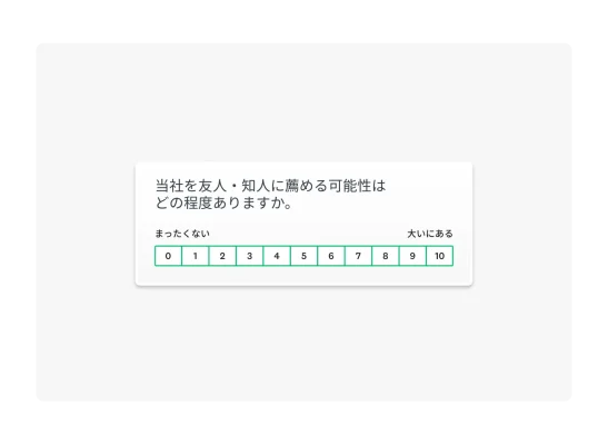 10段階の評価を求めるNPSの質問例のスクリーンショット