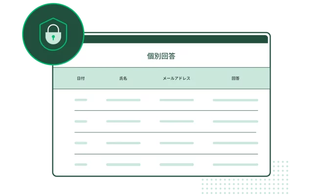 SurveyMonkeyアンケートの個別回答のスクリーンショットの隅に緑色の錠前