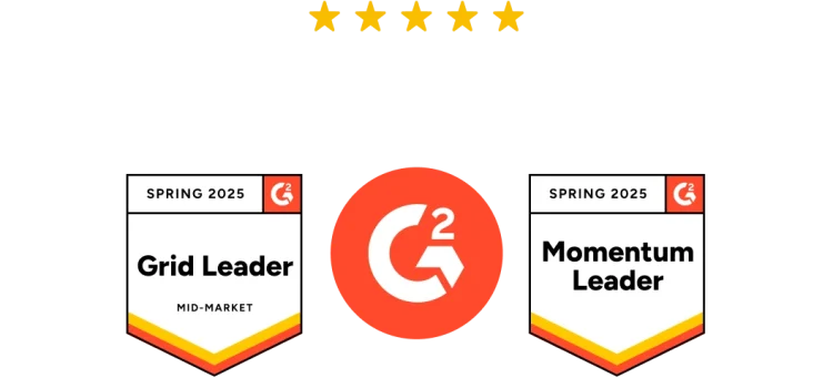 2025년 봄 G2 수상 배지 2개: Grid Leader 및 Momentum Leader.