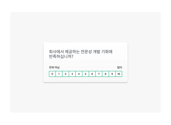‘회사에서 제공하는 전문성 개발 기회에 만족하십니까?’라는 리커트 척도 질문