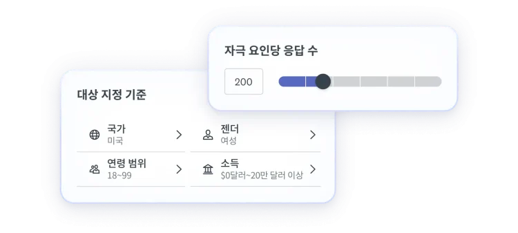 국가는 미국, 연령대는 18~99세, 성별은 여성, 소득은 0~2십만 달러로 설정된 타겟팅 기준 선택 화면