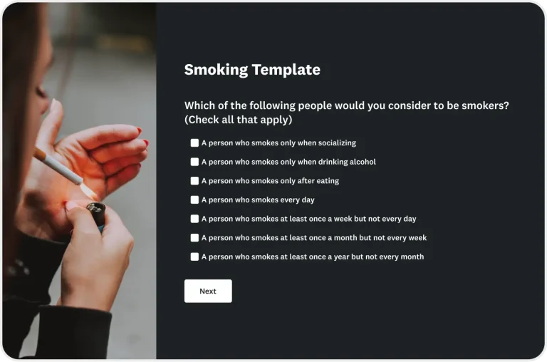 cigarette smoking questionnaire Smoking Survey Template