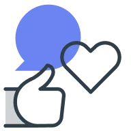 Thumbs up icon with a heart