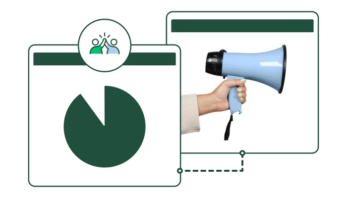 Pie chart and megaphone