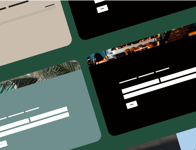 A collage of different survey template previews and business images.