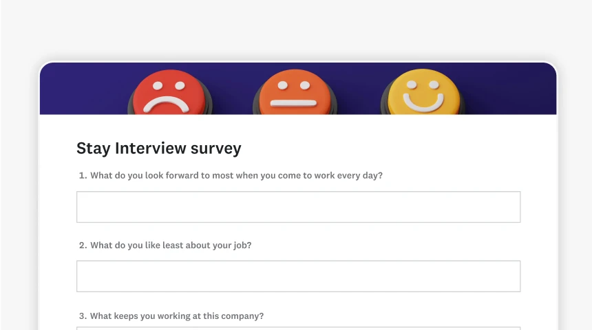 Screenshot of SurveyMonkey stay interview survey template