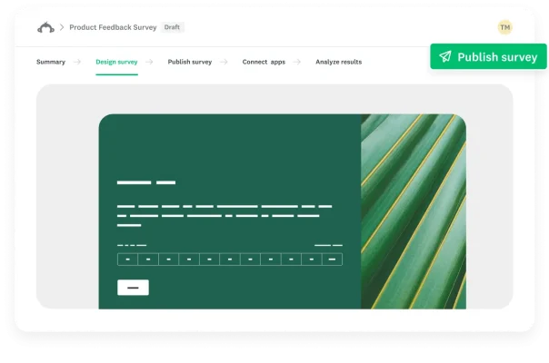 Navigation flow for creation of a survey
