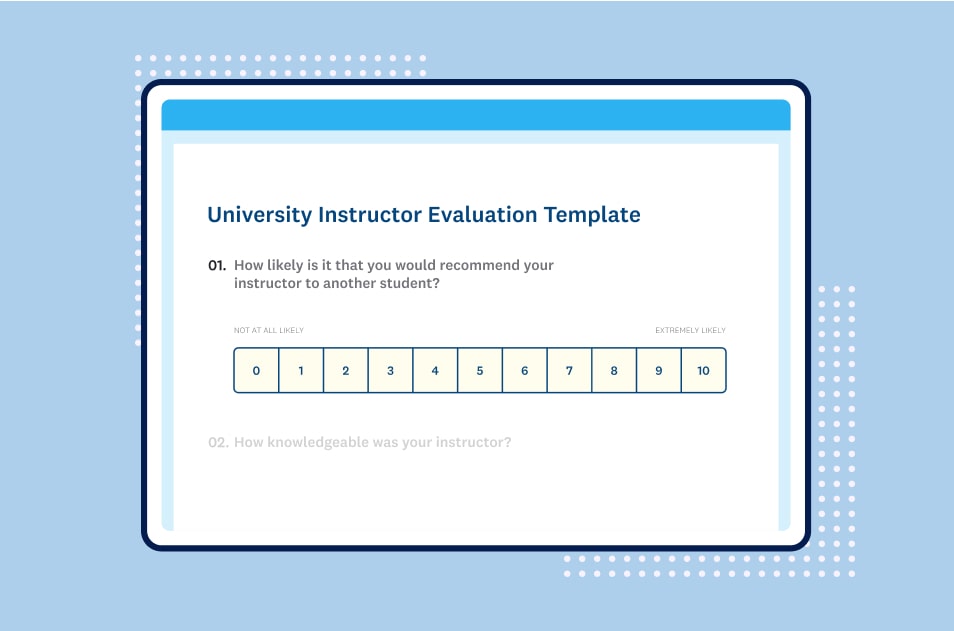Screenshot of SurveyMonkey university instructor evaluation survey template