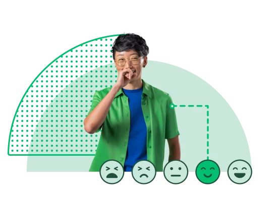 Соискатель с эмодзи с разными выражениями