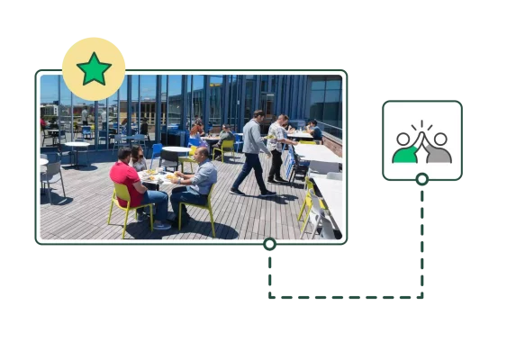 Employees having lunch outdoors