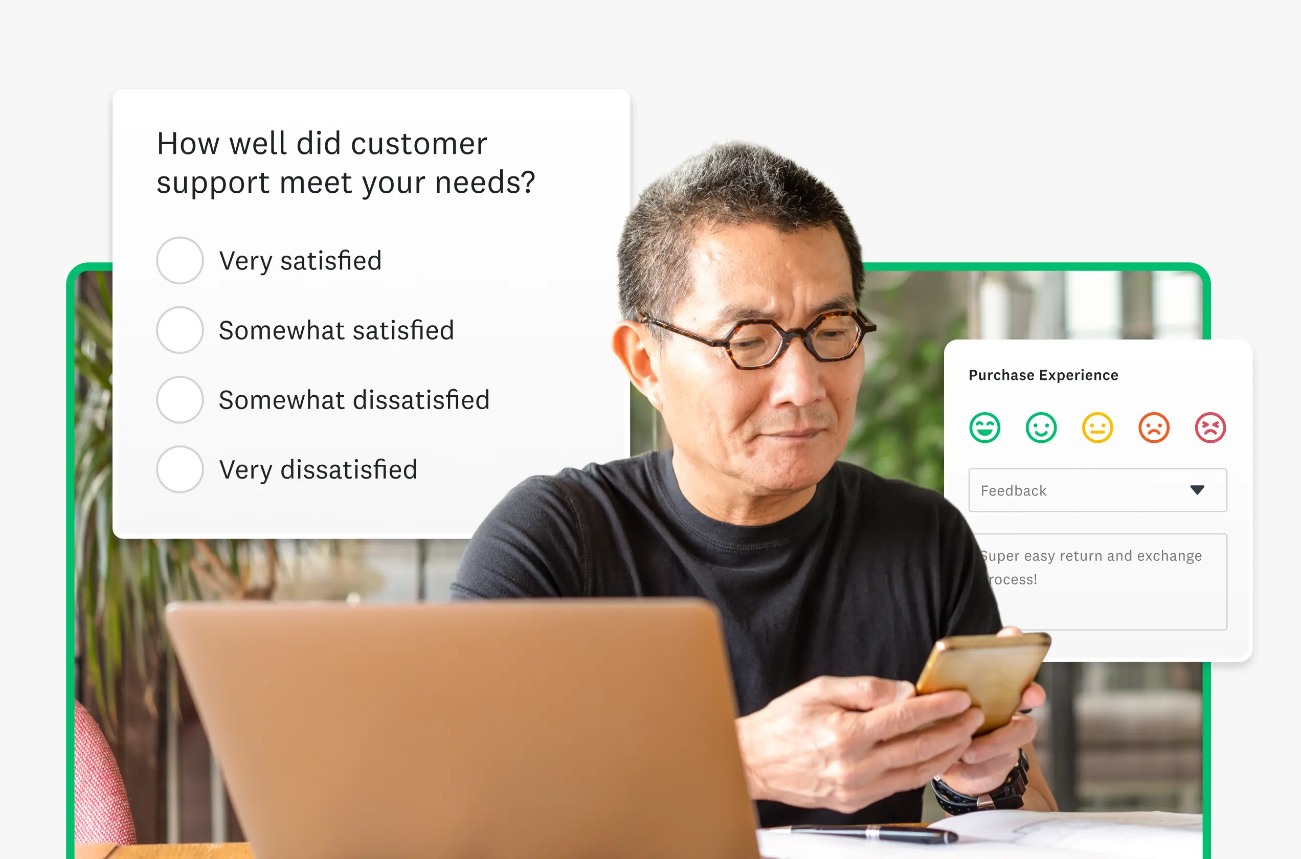 Person taking a customer support survey