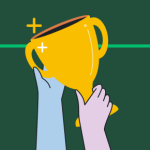 illustration of hands holding a trophy