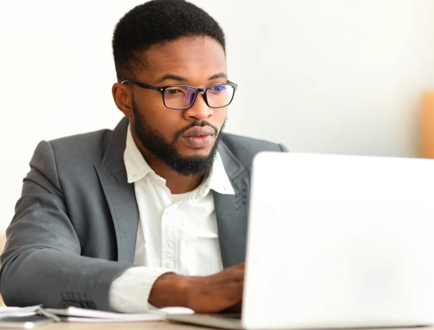 Man working on laptop