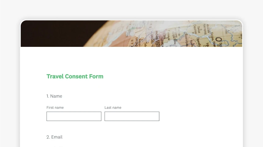 Screenshot of SurveyMonkey travel consent form