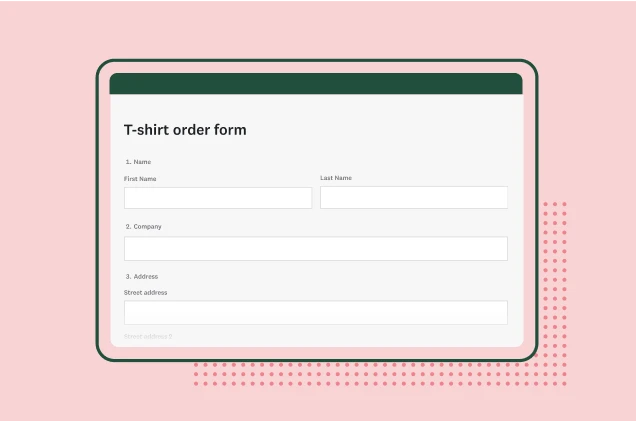 Screenshot of SurveyMonkey t-shirt order form template
