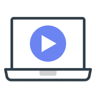 Laptop icon with play icon