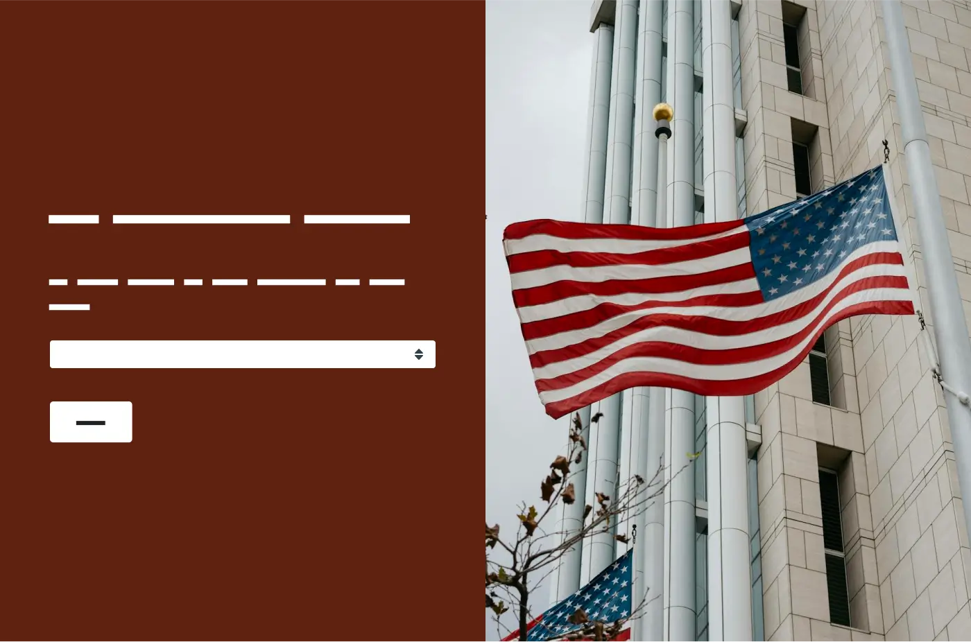 American flag hanging on a building, next to survey question