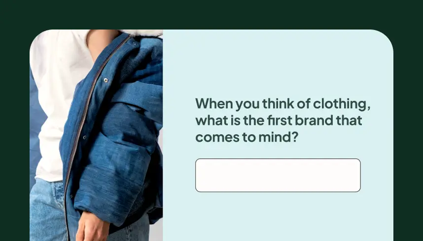 Survey question asking when you think of clothing, what is the first brand that comes to mind