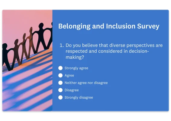 Product screenshot of a belonging and inclusion survey