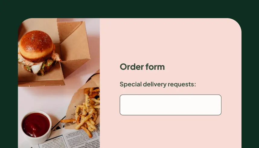 Order form showing special delivery requests