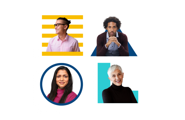 Graphics with people and symbols