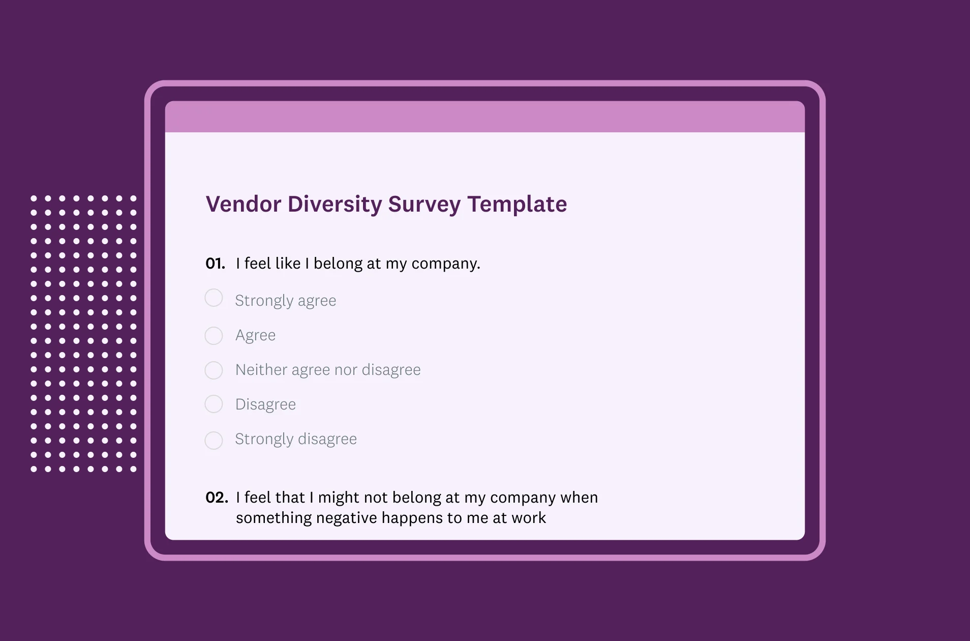 Screenshot of vendor diversity SurveyMonkey survey template