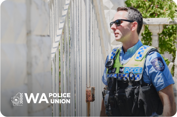 wa police officer with wa police union logo