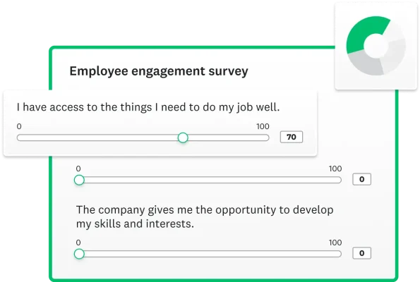 Screenshot of various survey questions asking employees about whether they feel they have what they need to do their job well