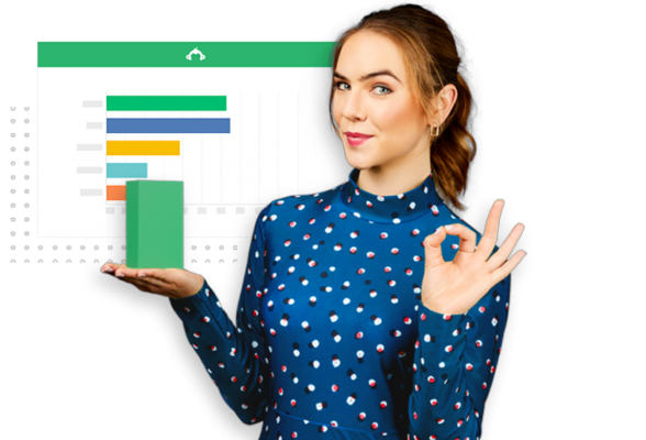 Woman holding a graph